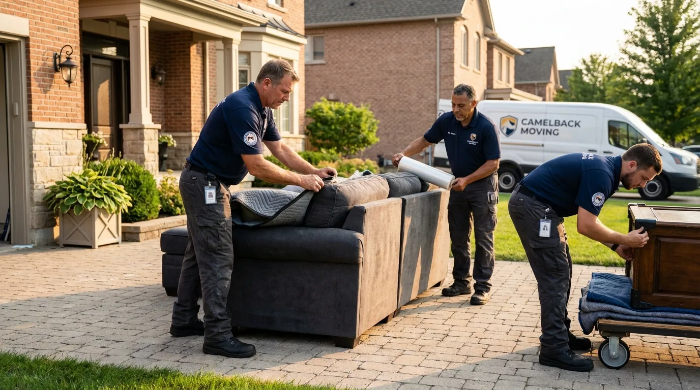 Large estate moving crew wrapping furniture in Mineral Point, WI